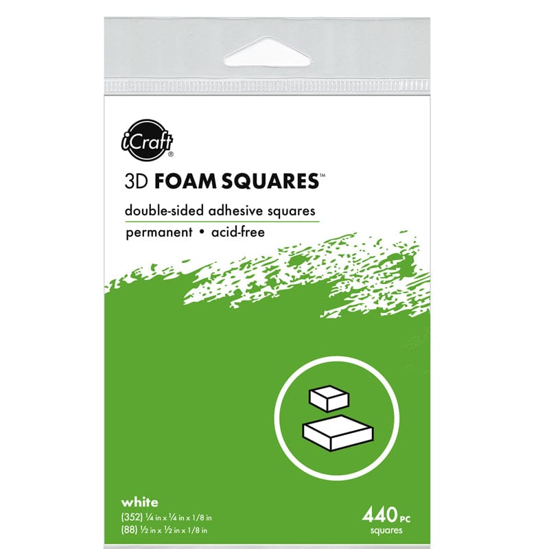 iCraft 3D Double-Sided Adhesive Foam Squares (White), 1/4 in x 1/4 in