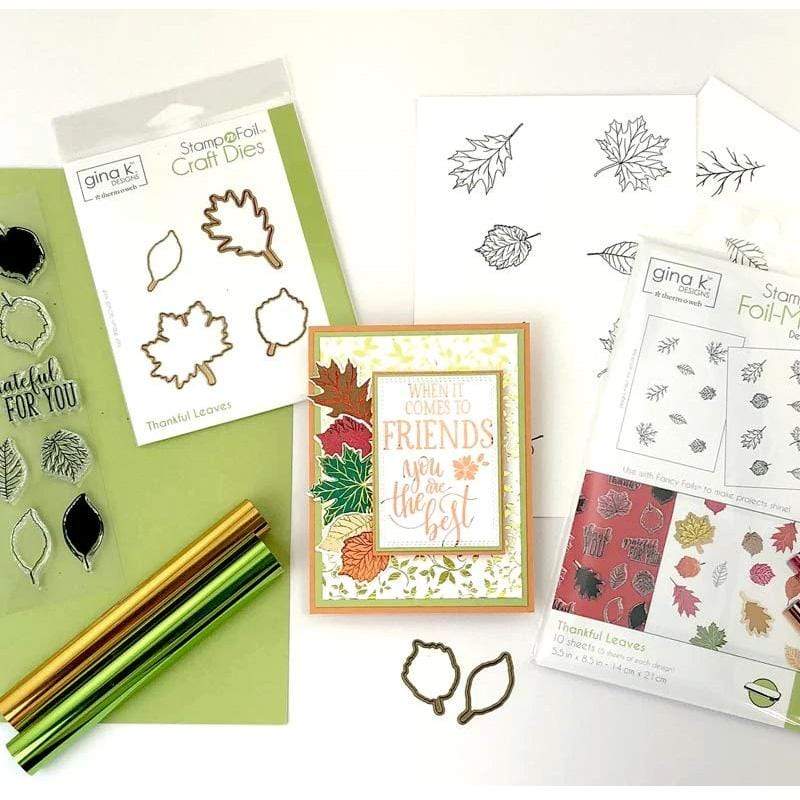 Gina K. Designs StampnFoil Die Set, Thankful Leaves – thermoweb.com