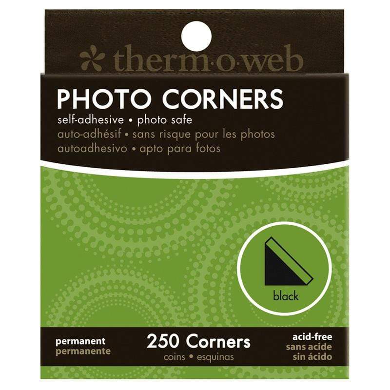 Scrapbook Adhesive Photo Corners - Solid Black 250pc - 093616016695